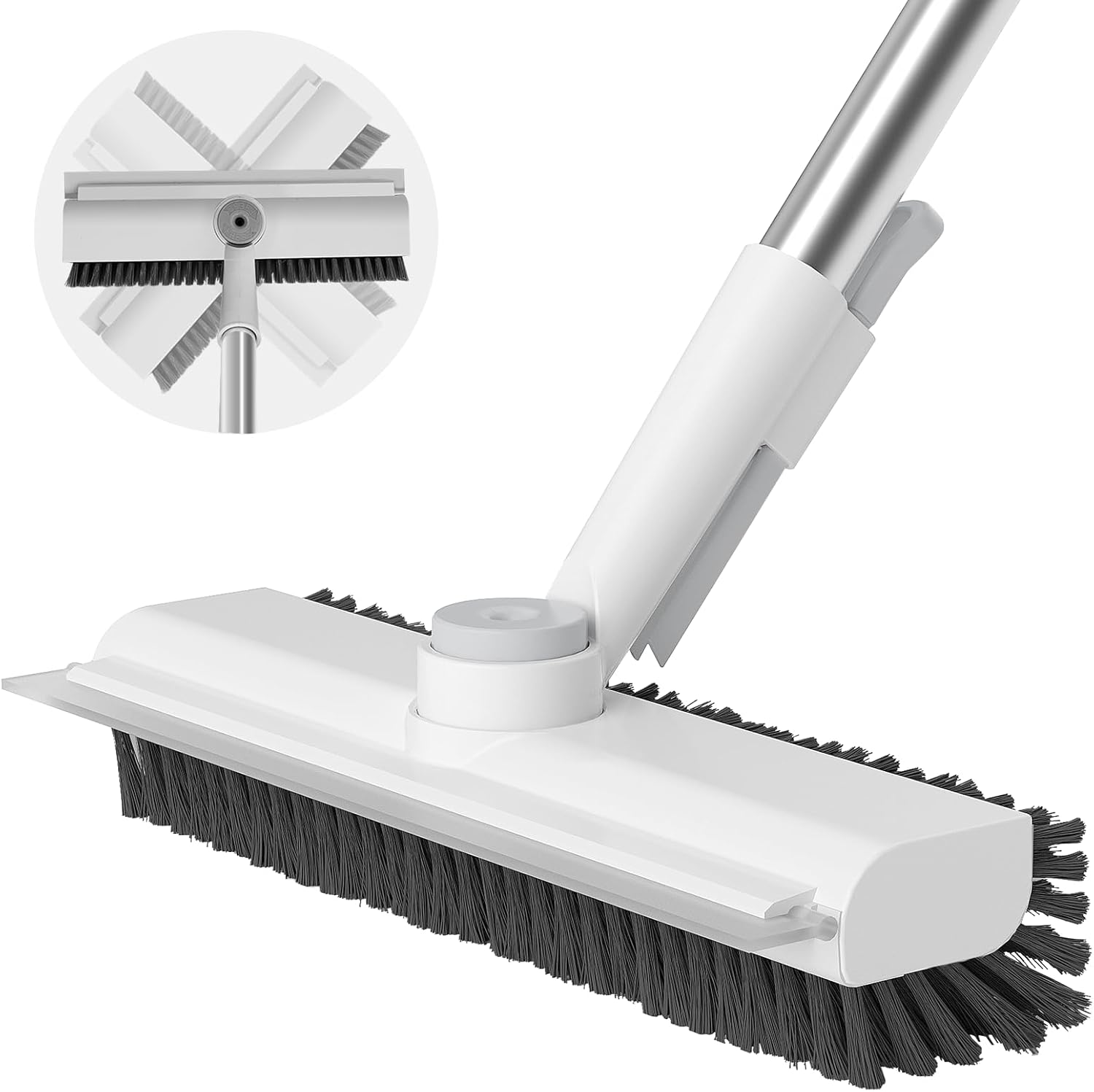 3-in-1 Floor Scrub Brush with Long Handle and Scraper
