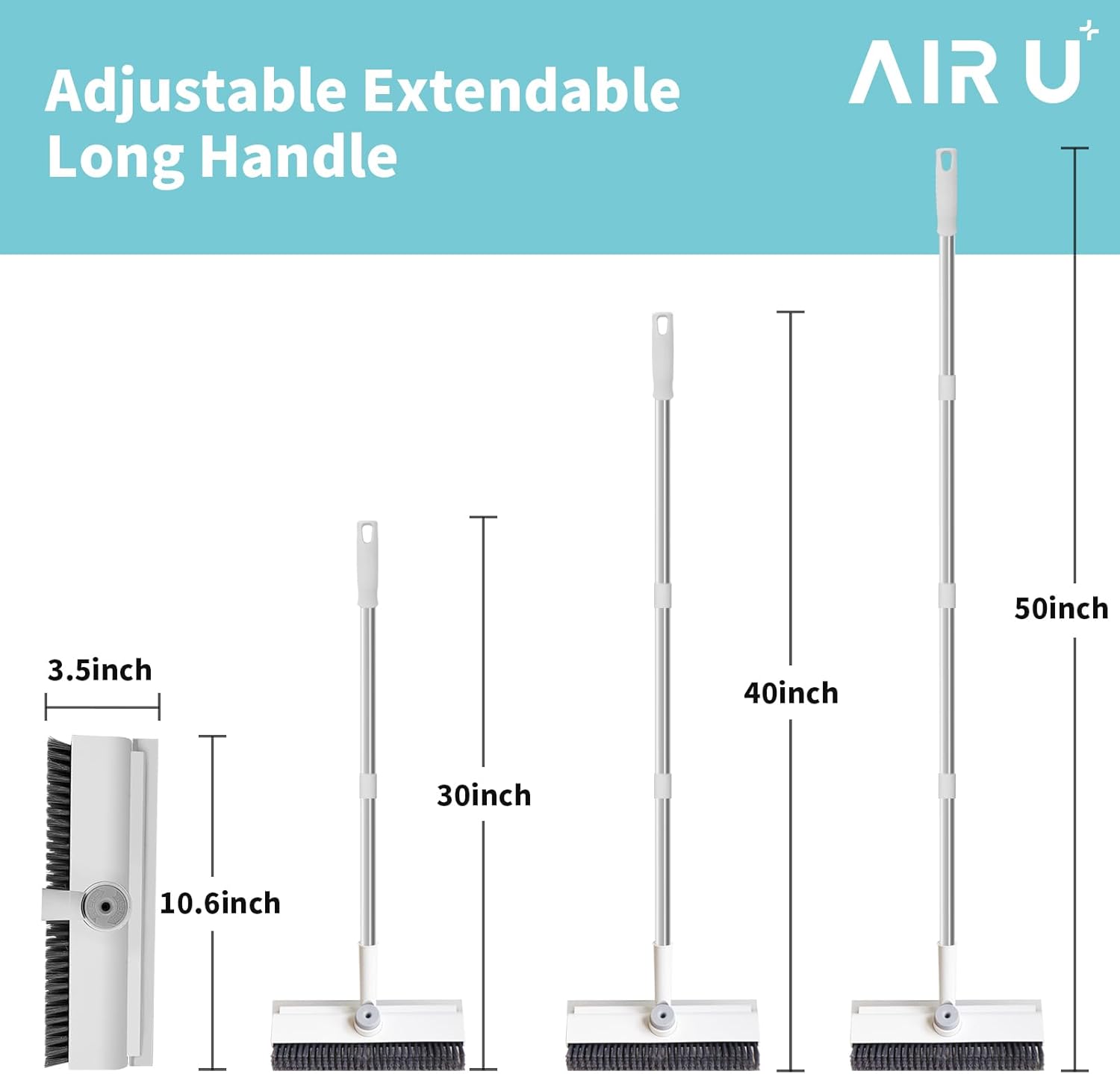 3-in-1 Floor Scrub Brush with Long Handle and Scraper