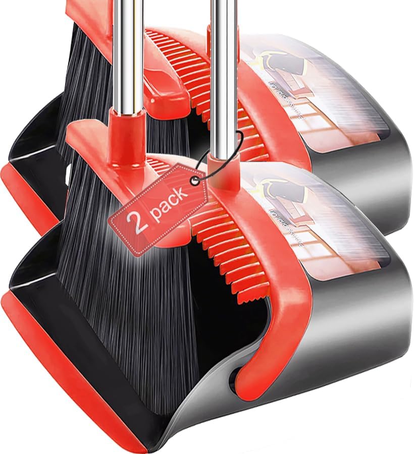 Broom and Dustpan Sets, 2 Pack, 52 inch Handle