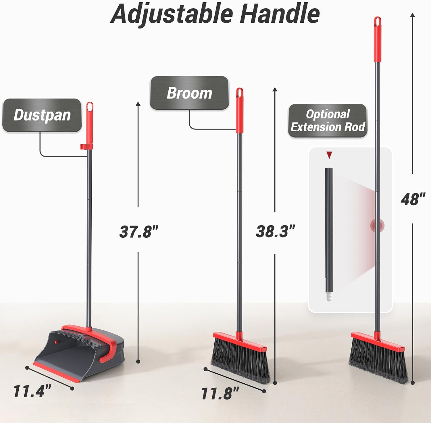 Broom with Dustpan Set for Pet Hair and Dust