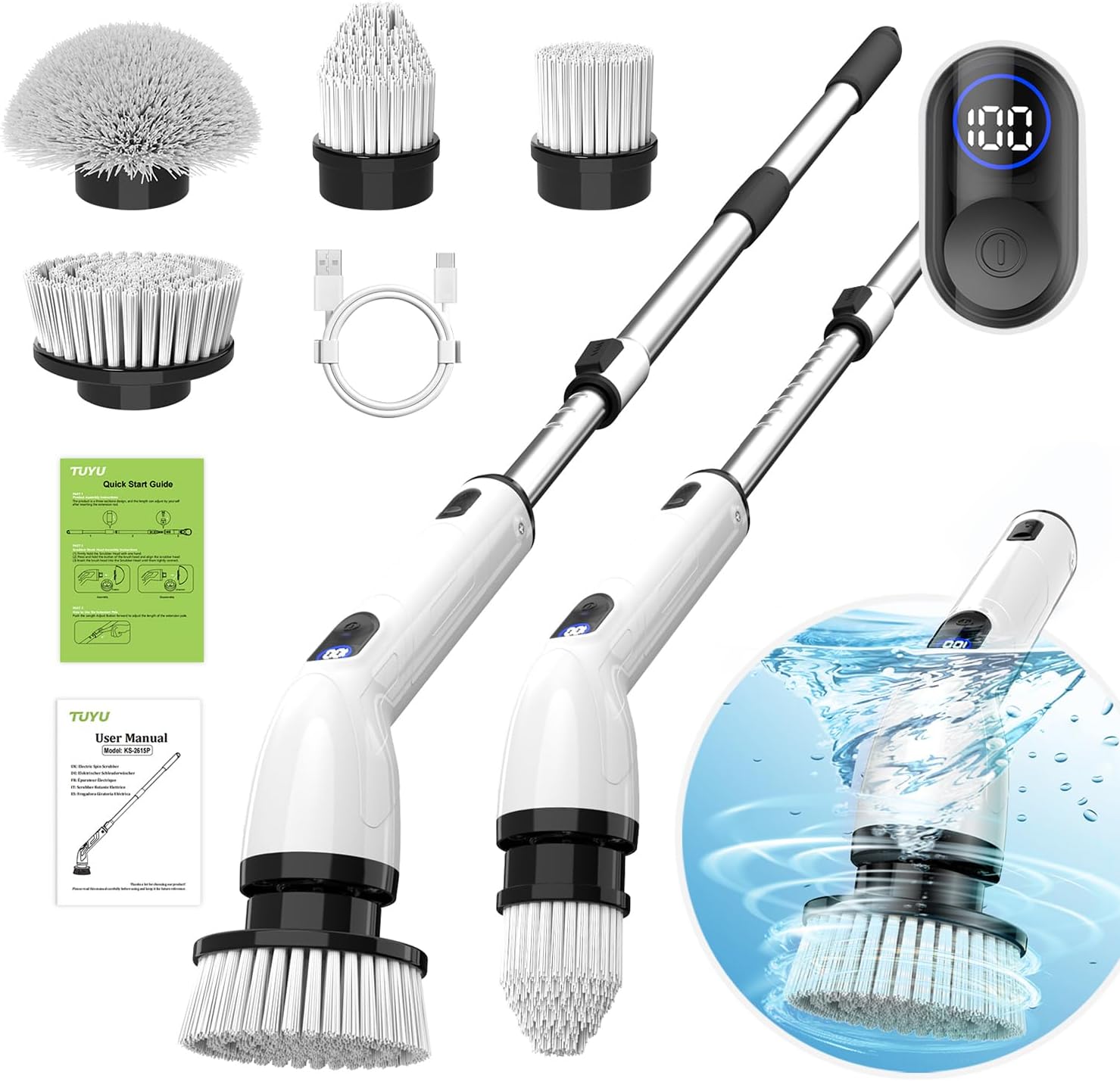 Cordless Electric Spin Scrubber for Bathroom