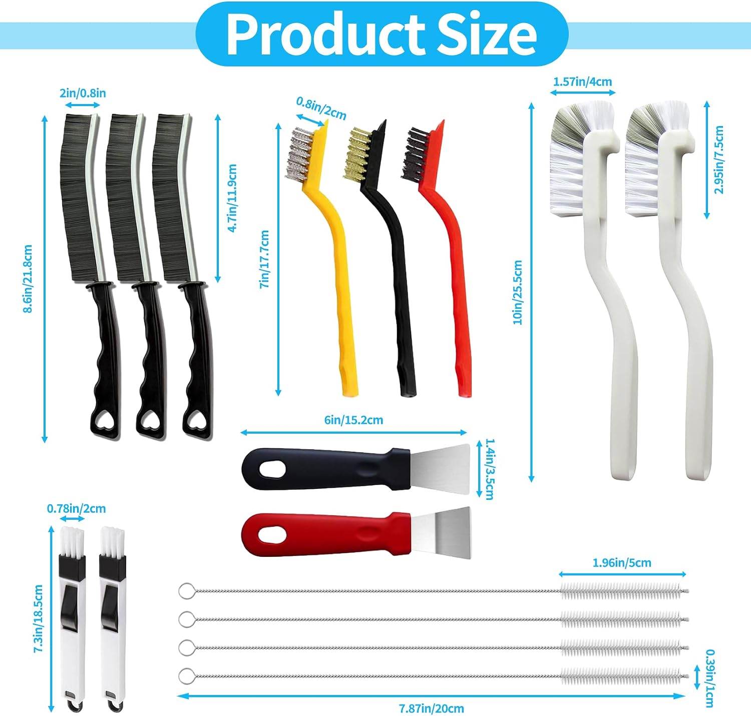 Crevice Cleaning Brush Set, 16 Pieces