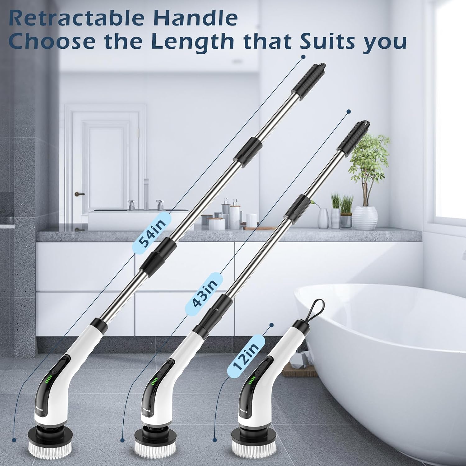 Electric Spin Scrubber with Long Handle