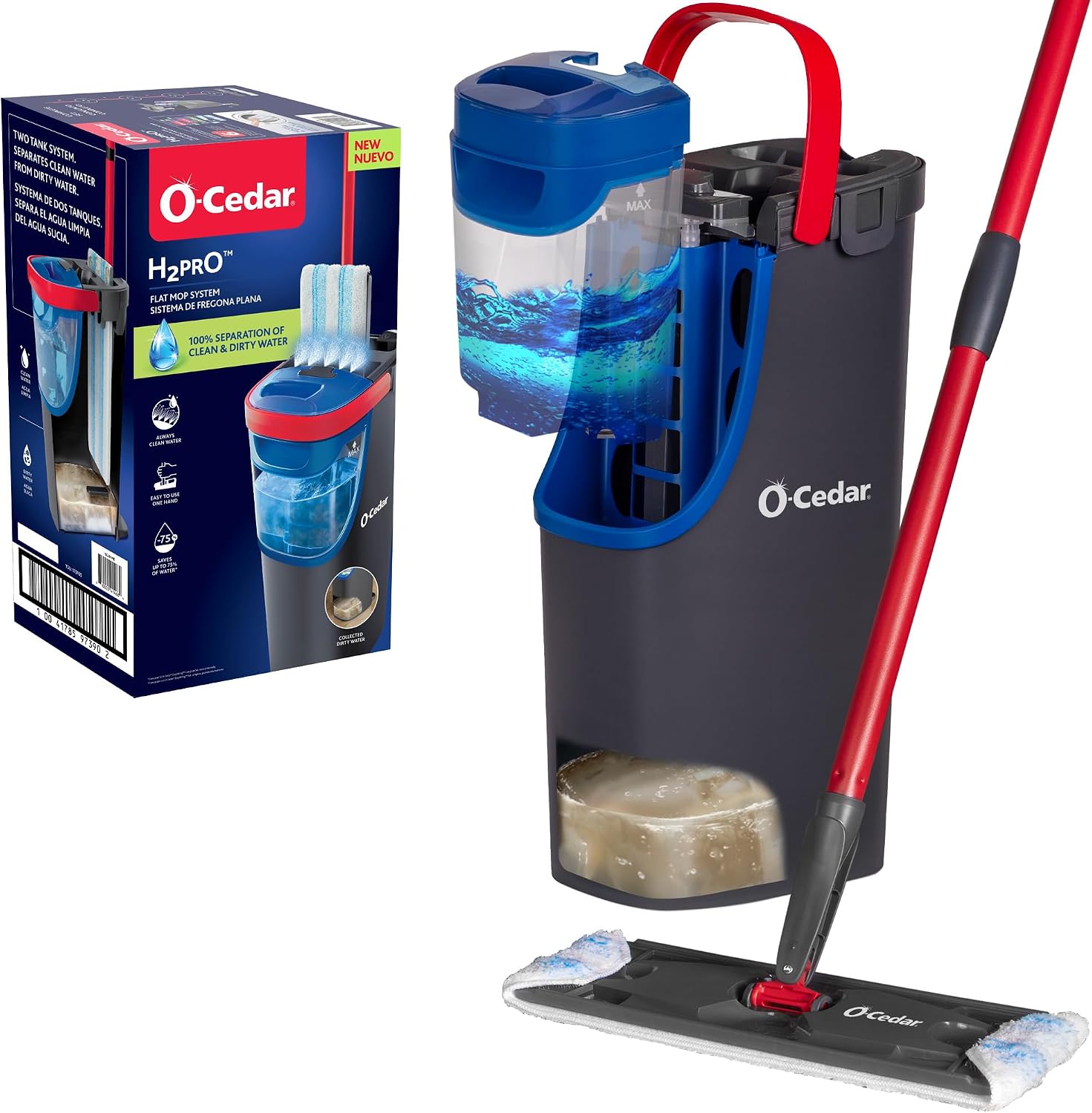 Flat Mop System with Dual Tank, Fresh and Dirty Water