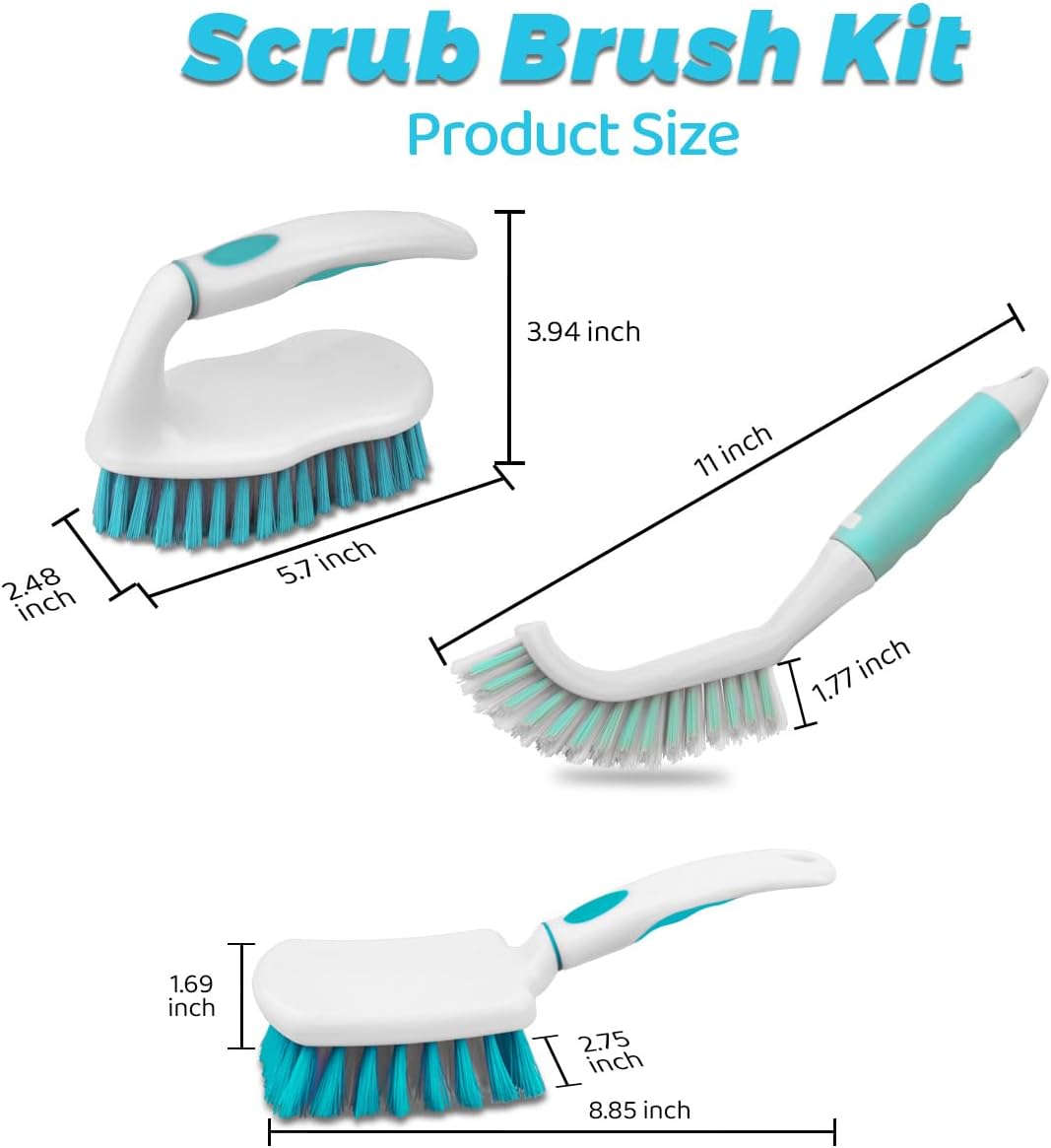 Heavy-Duty Scrub Brush Set, 3 Pack