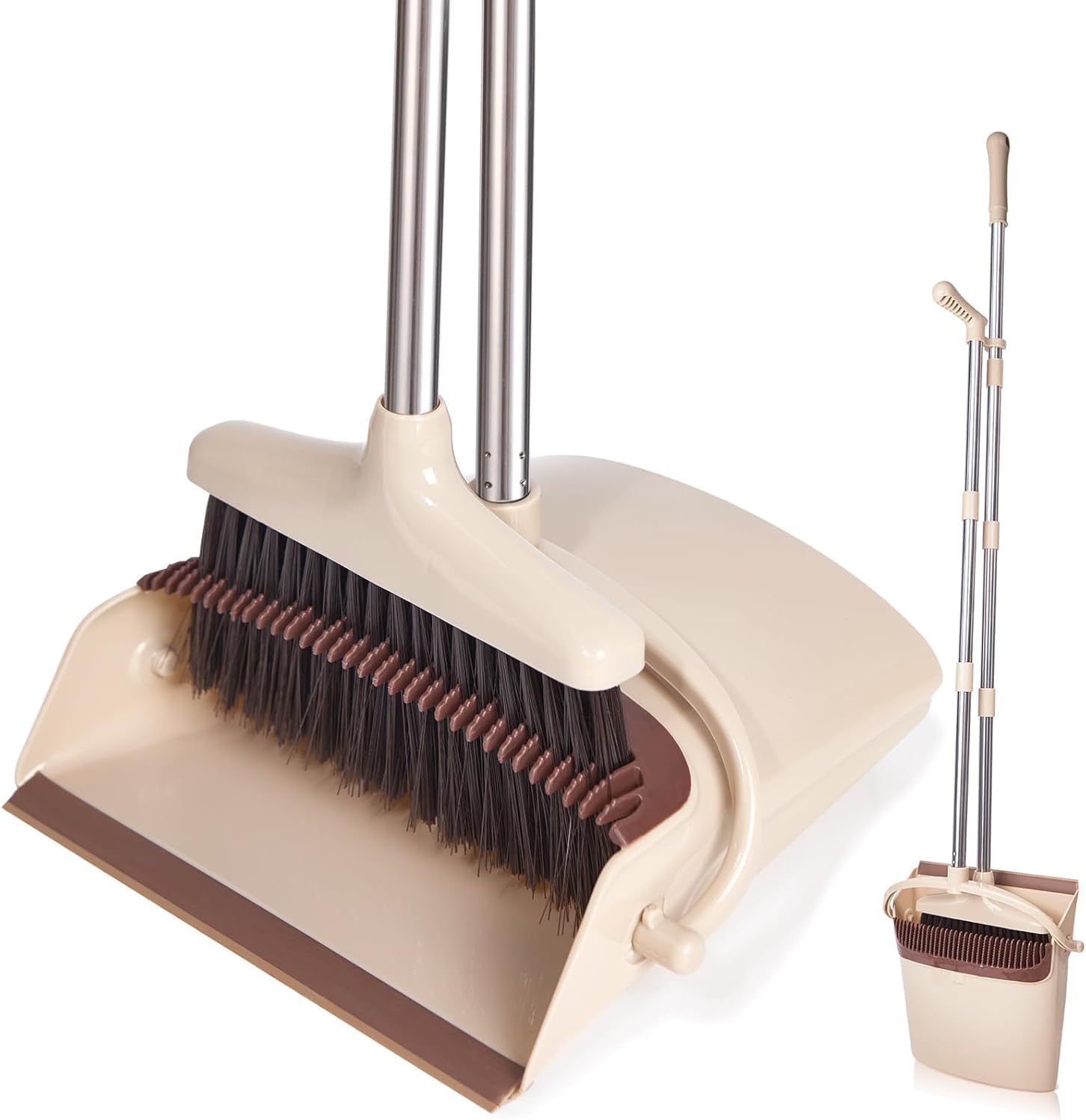 Lightweight Broom and Dustpan Set, Stainless Handle