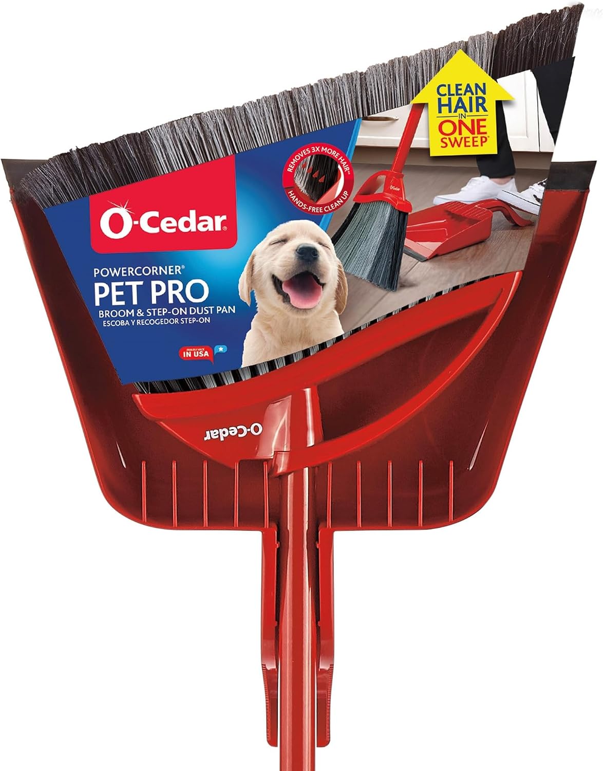 Pet Broom with Step-On Dustpan