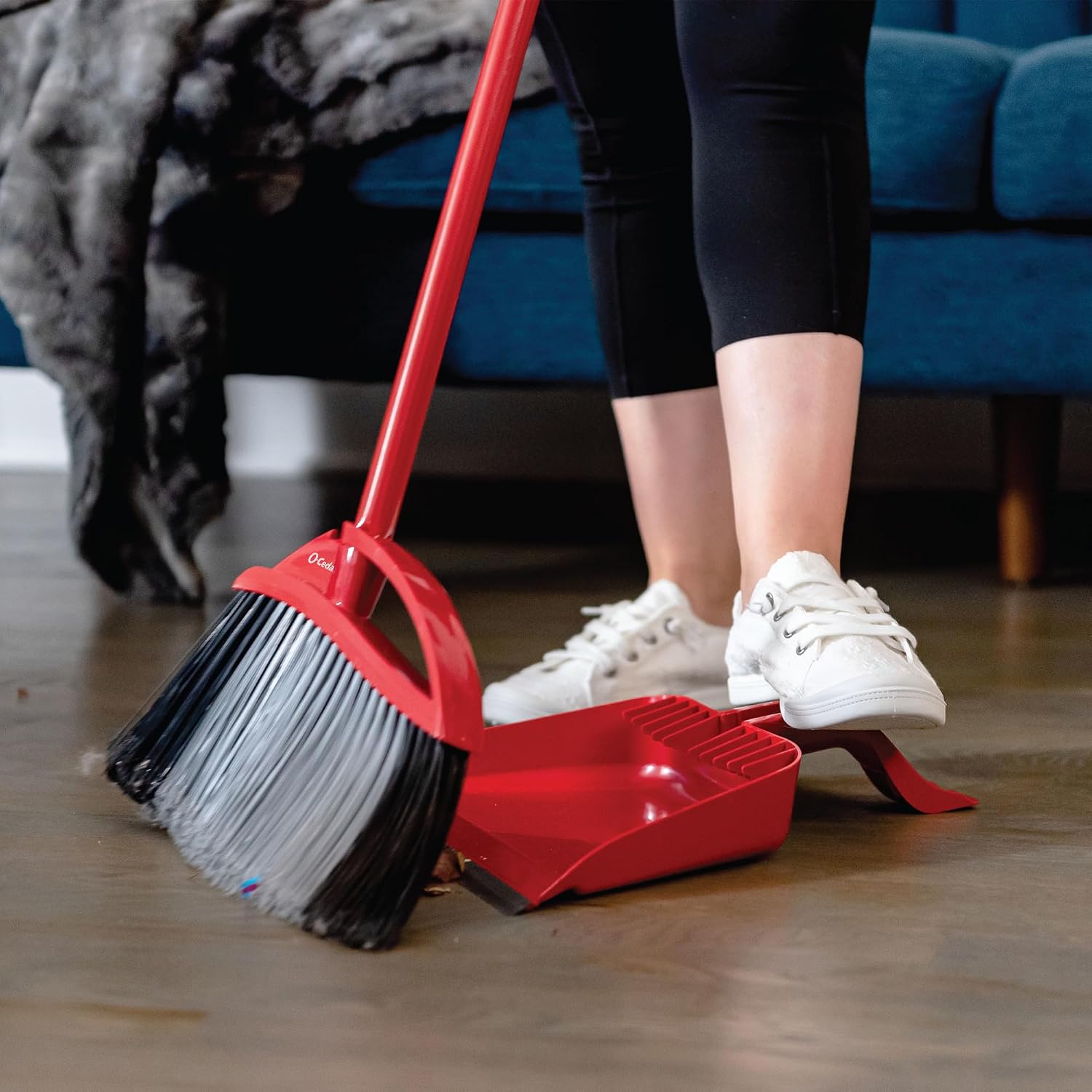 Pet Broom with Step-On Dustpan