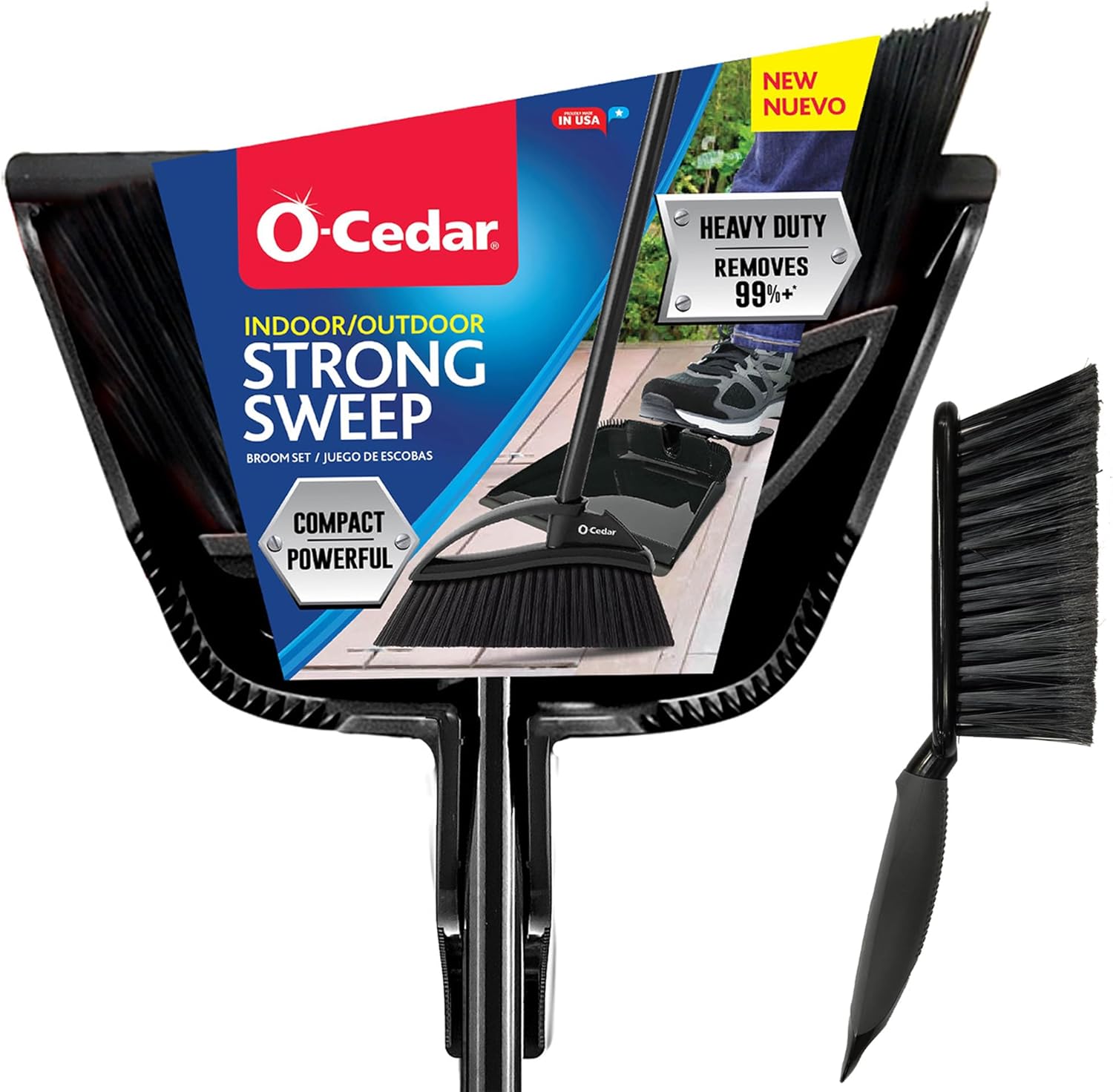 Strong Sweep Broom and Dustpan Set with Detail Brush